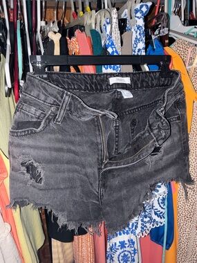 Forever 21 Distressed Charcoal Black Denim Shorts